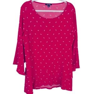 Bright floral tunic with flounce sleeve